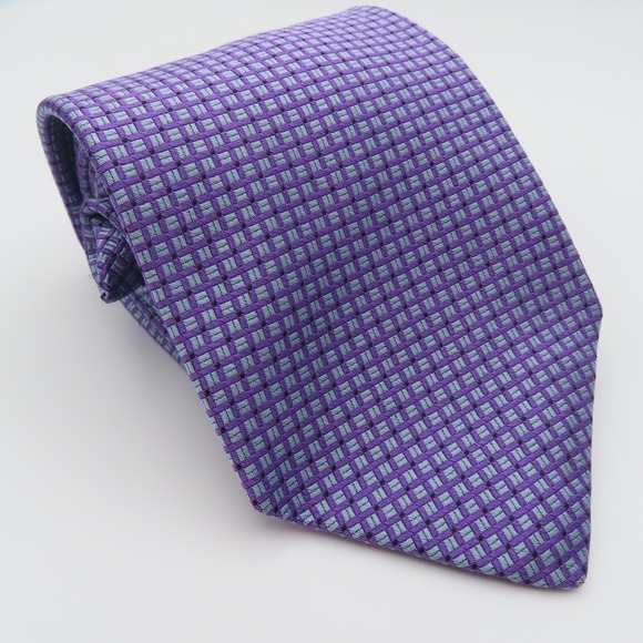 Barbara Blank Other - Barbara Blank Tie Purple Blue Checked 3.75" Wide 56" Long USA Silk